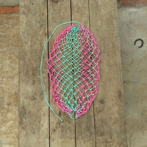 Rede de Feno Verde Água com Rosa Pink e Ponta Verde Água - Imagem 1